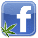 Facebook logo with marijuana leaf superimposed