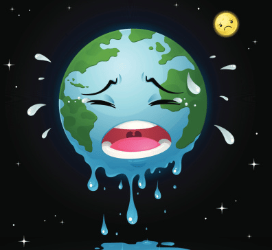 Illustration of earth crying